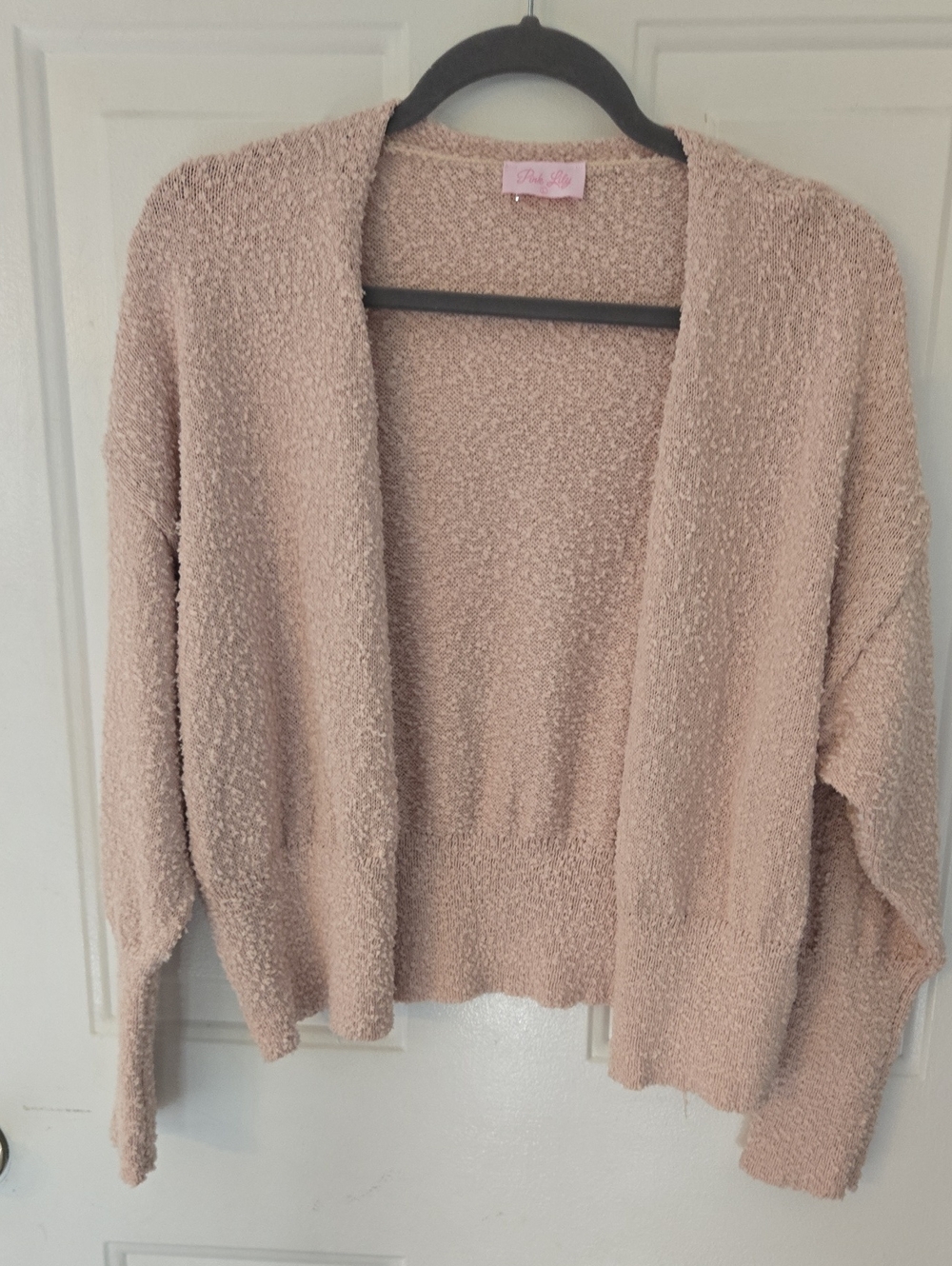 Pink Lily Blush Plush Open Cardigan